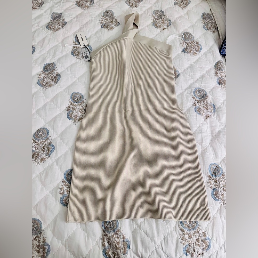 Elegant Beige Halter Dress